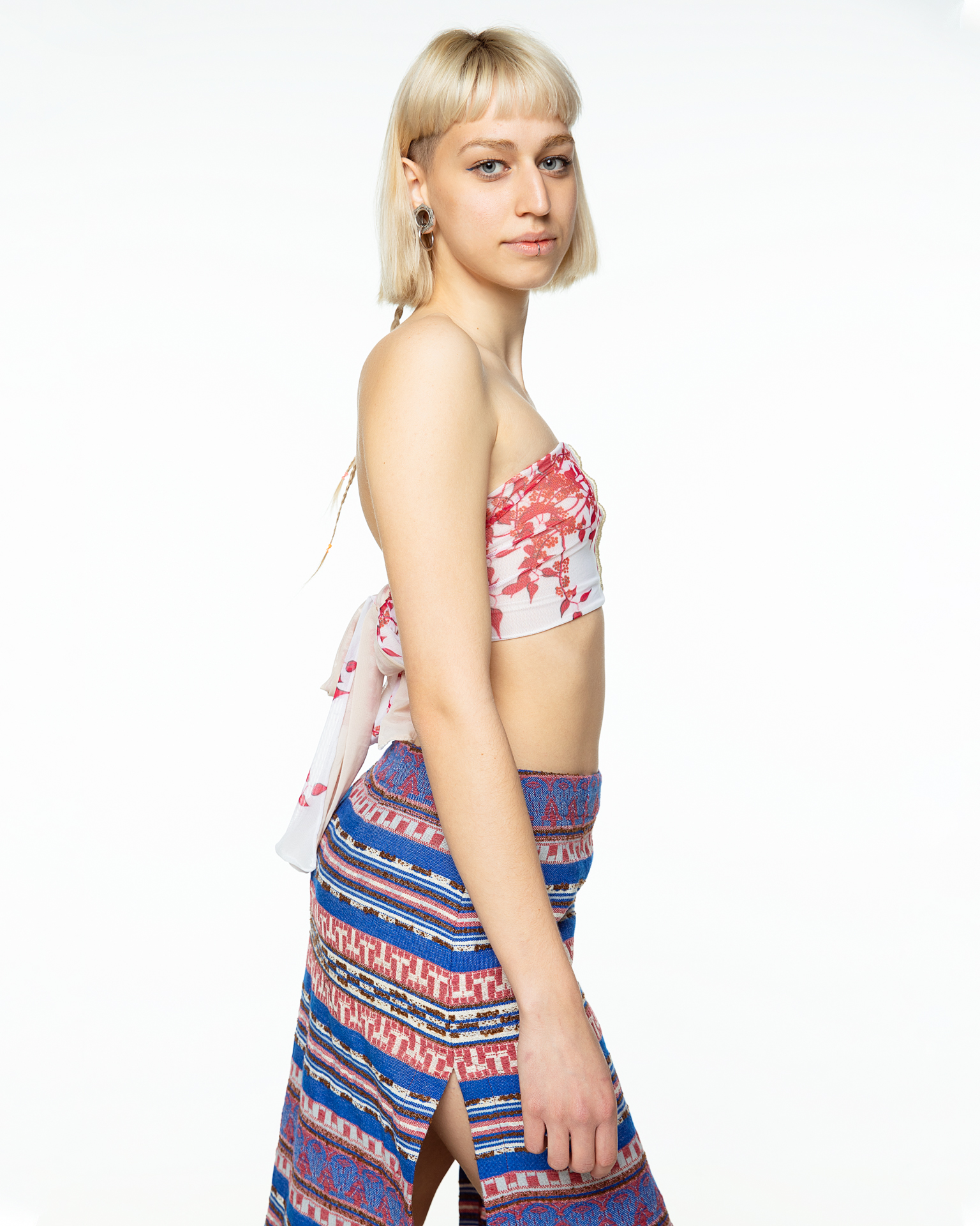Printed tulle top
